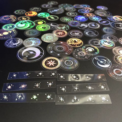 Transparent Laser Holographic Stickers 25 Pack Random Mix Round Moon Sun Star