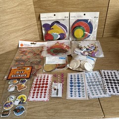 Scrapbooking Embellishments Assortment, Bling Stickers, Die Cut Shapes Wood