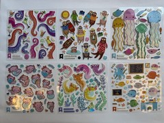Fun Sealife Stickers, Axolotl/Narwhal/Mermaid/Jellyfish, Stickiiclub/Pipsticks