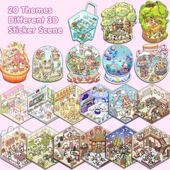 20 Sets of DIY 3D House Scene Cute Cartoon Stickers Kit for Kids & Adults