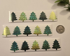 15 Christmas Tree Stickers/Sparkly Christmas Tree Stickers/Holiday Tree Stickers