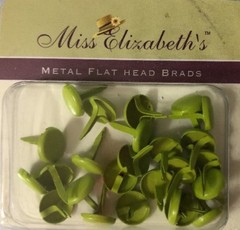 LIME GREEN METAL FLAT HEAD BRADS(25pc)Miss Elizabeth’s•Card Making•Scrapbooking•