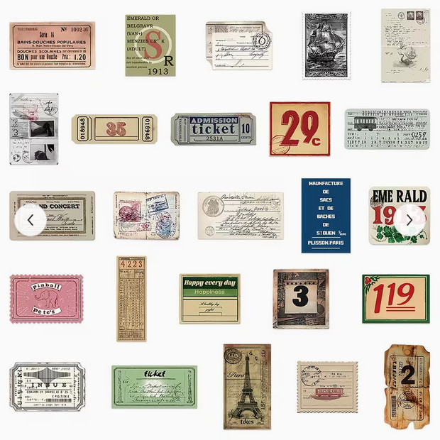25 PIECES TICKET TAGS AESTHETIC STICKERS SCRAPBOOK JUNK JOURNAL PHONE PC #14
