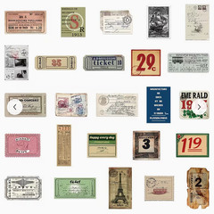 25 PIECES TICKET TAGS AESTHETIC STICKERS SCRAPBOOK JUNK JOURNAL PHONE PC #14