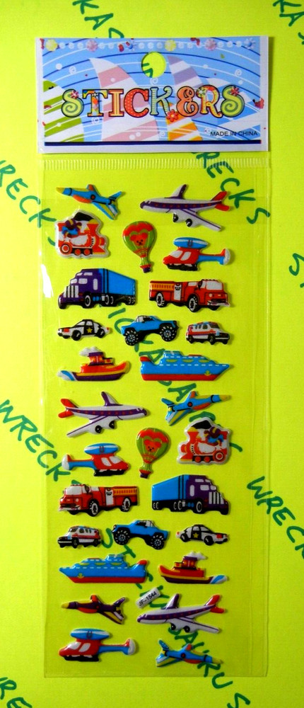 Transportation Planes Trains & Automobiles Puffy Stickers Pack