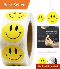 500 Yellow Happy Face Stickers – Perfect for Parties, Rewards & Crafts