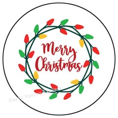 MERRY CHRISTMAS LIGHTS ENVELOPE SEALS LABELS STICKERS PARTY FAVORS