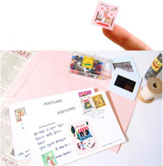 Adhesive Sticker,12 Sheets(240Pcs) Stamp Shape DIY Decorative Paper Paster Ornam