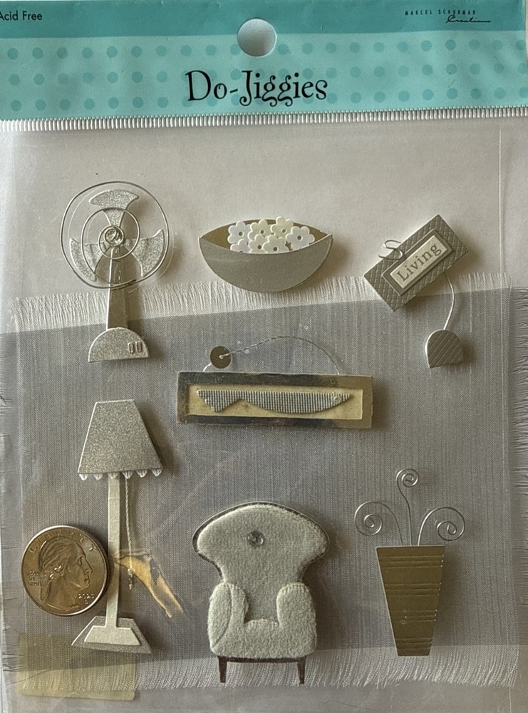 MY LIVING ROOM Dimensional Sticker(8pc)Do-Jiggies•Fan •Lamp•Chair•Card Making•