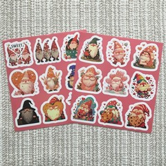 18 Cute Gnome Stickers, 1.75” Scandinavian Tomte Waterproof Vinyl Decals