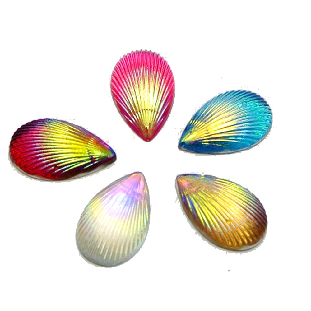 100 Mixed Color With AB Shell Acrylic Flatback Teardrop Cabochons 8X13mm