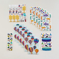 MRS. GROSSMAN’S Summer Art Hot Air Balloons Pirate Sticker Sheets Vintage Lot 16