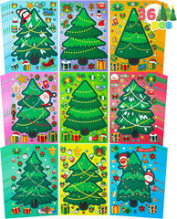 36 Pcs Christmas Tree Stickers Make Your Own Xmas Stocking Stuffers, Holiday Pre