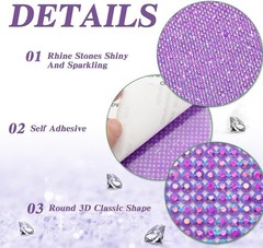 Bling Rhinestone Stickers Purple AB Self Adhesive Crystal Rhinestone Sheet St