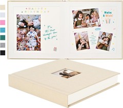 Pssoss Linen Scrapbook Album 8×8 DIY Photo Memory Book 40 Pages Beige Hardcover