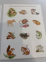 Vintage Current Critter 1988 Stickers Two Sheets Raccoon Fawn Frog Mouse Etc.