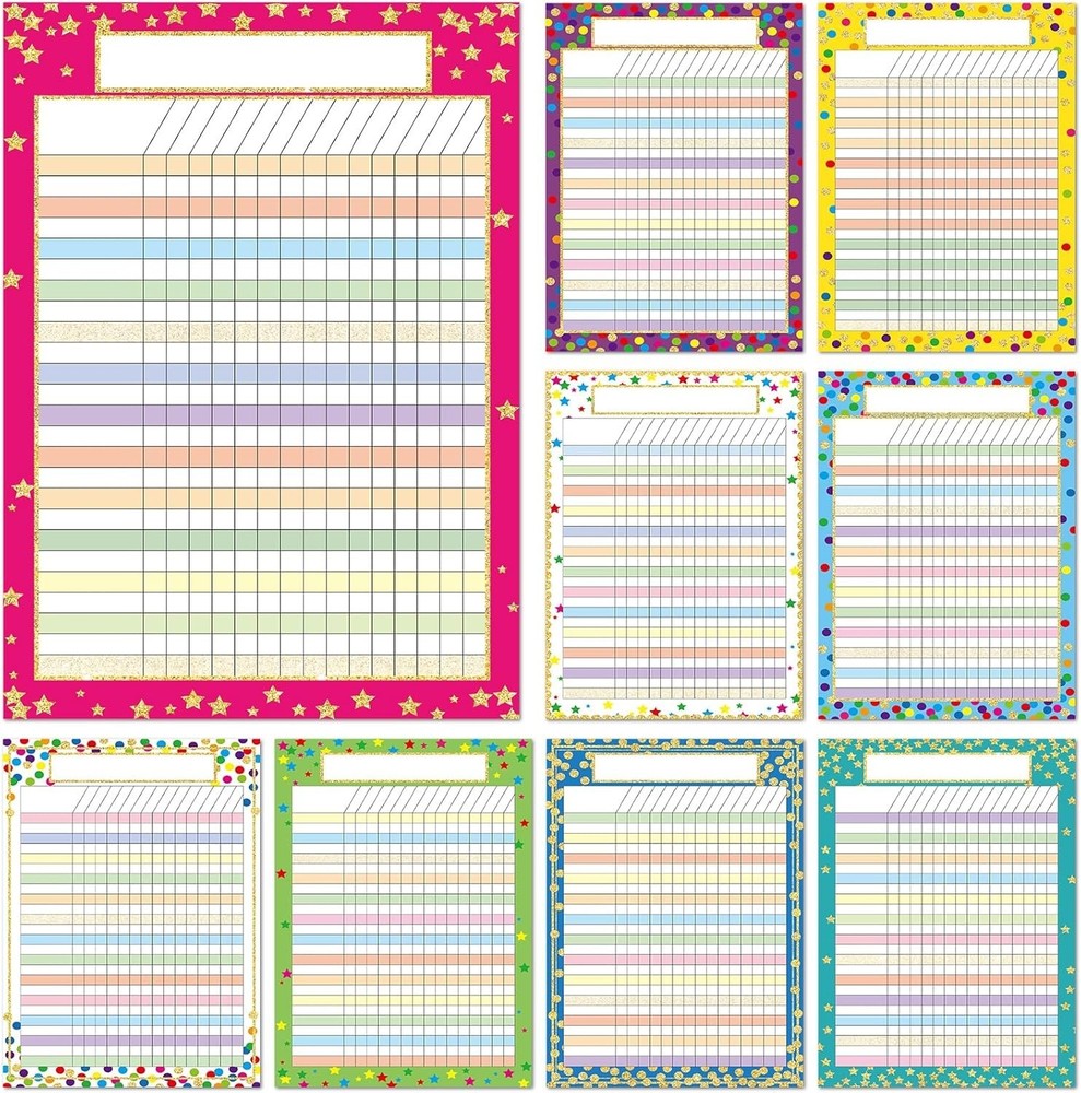 9 PCS Confetti Classroom Charts Classroom Incentive Chart Homework Data Chart…