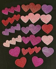 Iridescent Glittery Red, Pink, Purple, Hot Pink Puffy Foam Heart Stickers