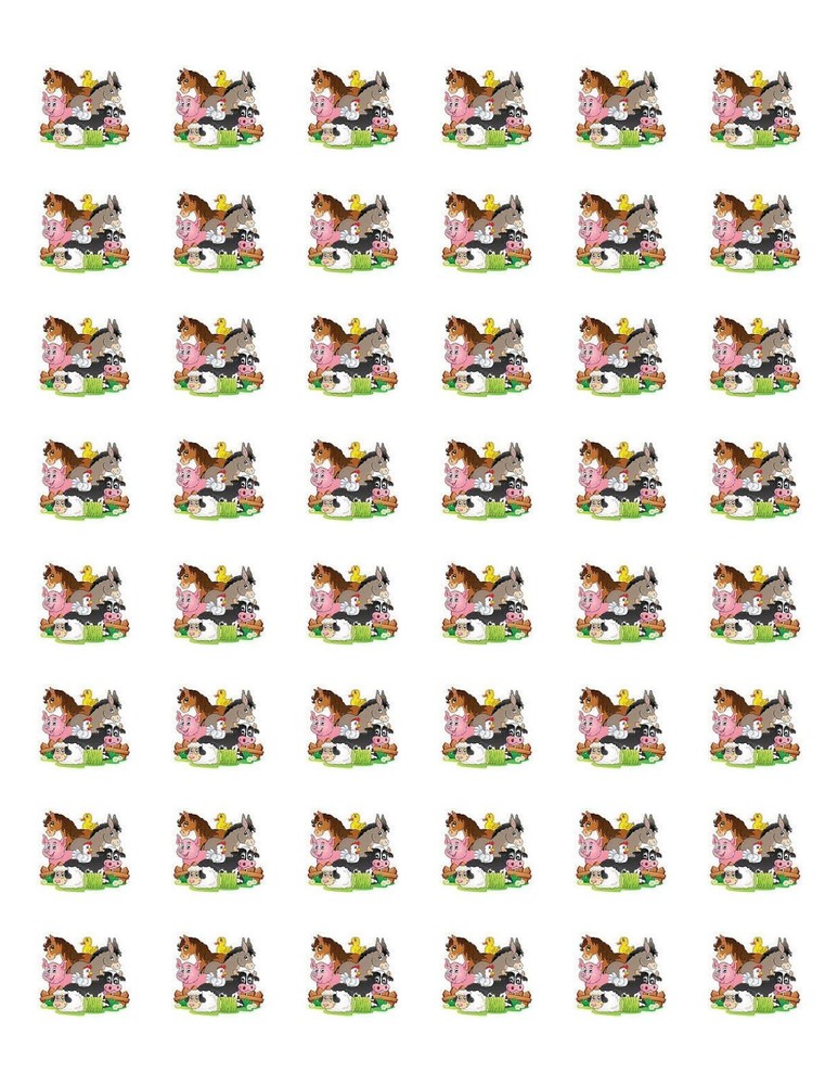 48 FARM ANIMALS ENVELOPE SEALS LABELS STICKERS 1.2″ ROUND
