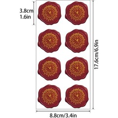 Vintage Self Adhesive Gold Foil Wax Seal Stickers Red Faux Wax Stamp Labels for