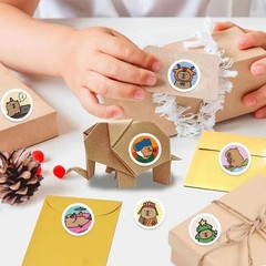 500 Sheets/Roll Cute Kapibara Coiled Stickers – Waterproof PET Decals for DIY Jo