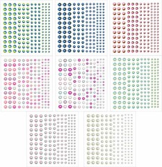 1320 Pieces Self Adhesive Pearl Stickers for DIY Crafts 8 Sheets Colorful Flat B