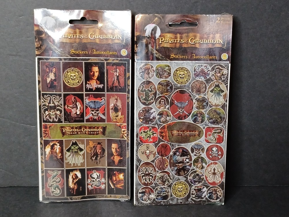 (2) SEALED Sandylion Disney Pirates Of The Caribbean Sticker Pack 2 Sheets