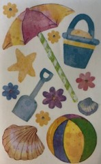 BEACH Vellum Stickers(13pc) Sandylion•Summer•Ocean•Ball •Umbrella•Shells•Sand