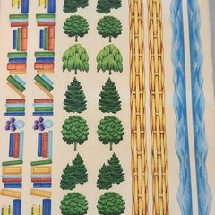 Vintage Sandy Lion Border Sticker Roll Lot of 30 Sheets Trees Books Water Nature