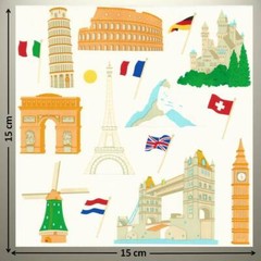 Mrs Grossman’s 6″ X 6″ Sticker – EUROPEAN LANDMARKS, FLAGS – UP TO 20% OFF!!!
