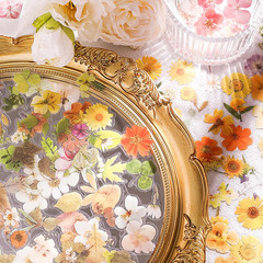 Pressed Flower Stickers Set, 270PCS Dried Flowers Waterproof Stickers Decals Flo