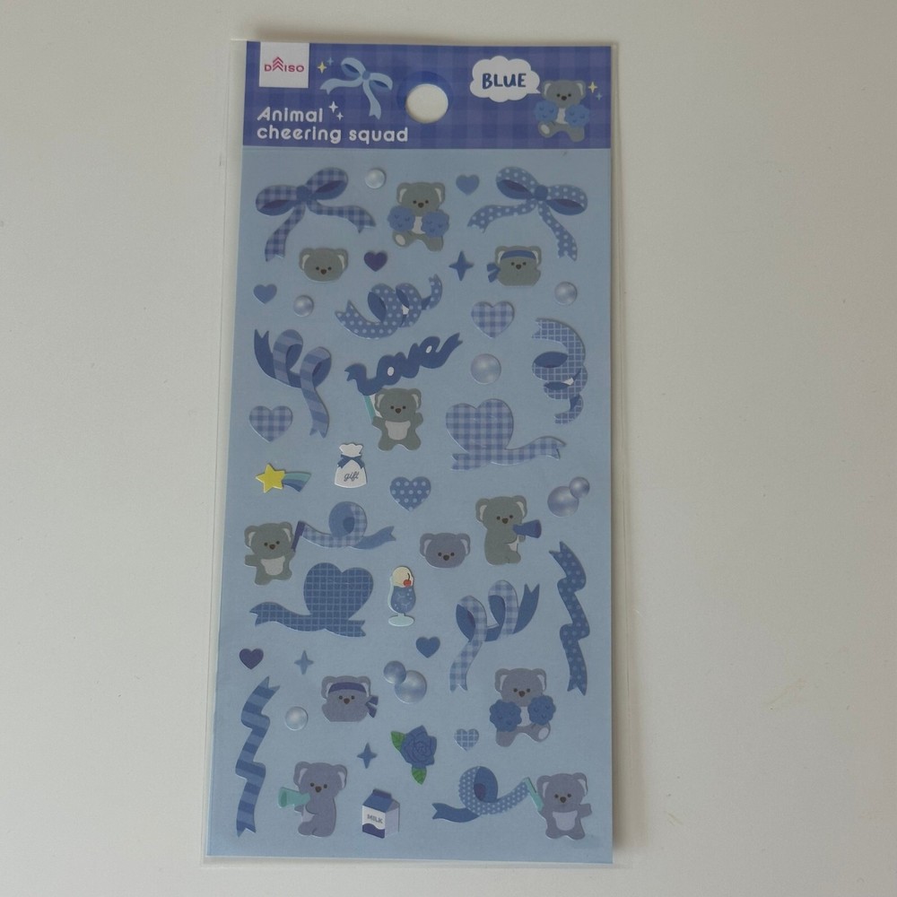 Daiso Animal Cheering Squad Blue Koala Sticker Sheet
