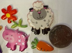 PUFFY FOIL FARM ANIMAL Stickers(19pc)Cow•Chicken•Pig •Barn•Horse•Card Making•