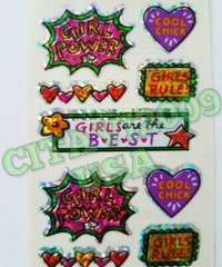 HAMBLY STUDIOS PRISMATIC STICKERS PINK GIRLS RULE – GIRL POWER. RARE RETIRED