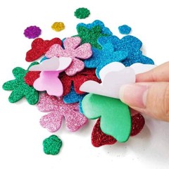 Glitter Foam Flower and Butterfly Shapes Stickers Self-Adhesive Stickers Kid’…