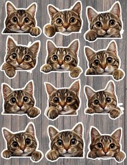 Peeking Kitten Die Cut Vinyl Stickers Set Scrapbooking Laptop Water Bottle