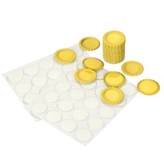 40 Set Bottle Caps for Crafts, Caps with Epoxy Stickers, Yellow