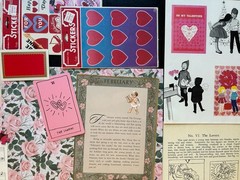 Junk Journal 80+ pieces Red Pink Love Curated Lot Unique Book Pages & more