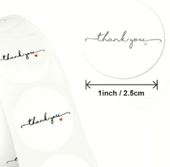 500 pc Sticker Roll Simple White Thank You w/ Heart Semi Gloss Self Adhesive NEW