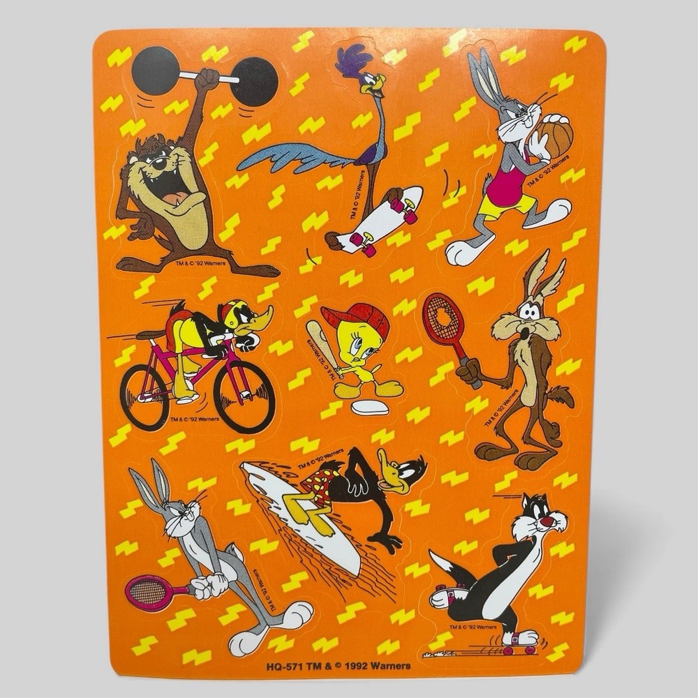 VTG Looney Tunes Stickers Single Sheet 1990’s Taz, Tweety, Bugs Bunny HQ-571