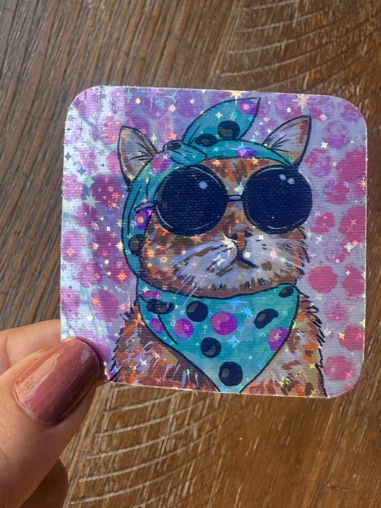 HOLOGRAPHIC STICKER* “Paws & Chic” 2.5×2.5
