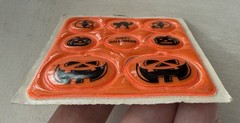 Vintage Happy Halloween Set of 8 Puffy Stickers Orange Black Pumpkins Cat Witch