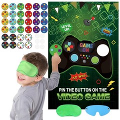 Pin the Button on the Video Games with 32PCS Stickers 20’’ X 28’’ Large Video…