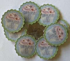 GLITTERED CUPCAKE CIRCLE Dimensional Sticker(8pc)Do-Jiggies•Birthday•Card Making