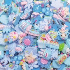 LibiIine 100pcs Mix Lots Flatback Resin Buttons Flat Back Mix, Blue