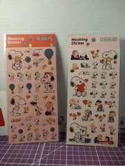 Peanuts Snoopy Masking Stickers Set of 2 Sheets Kawaii White & Red New 2021