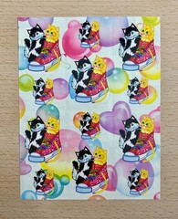 VINTAGE Lisa Frank Sticker Sheet – Kittens in Shoe with Bubbles & Balloons S144