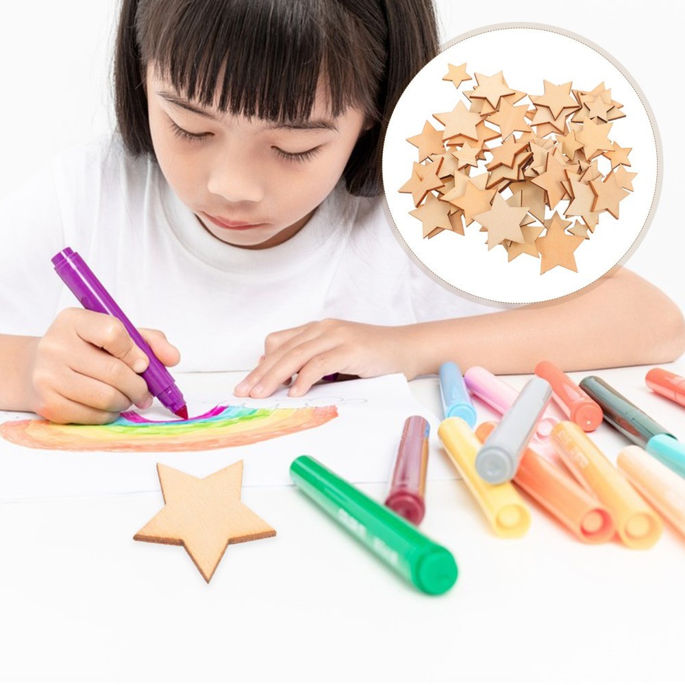 200Pcs Wooden Star Embellishments for Creative DIY Crafts and Decorations