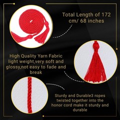 Double Red and Gold Graduation Honor Cords for Graduation 2025, National Hono…