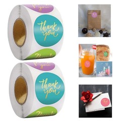 1000Pcs 1.5in Round Label Thank You for Gift Box Decoration Envelope Sealing